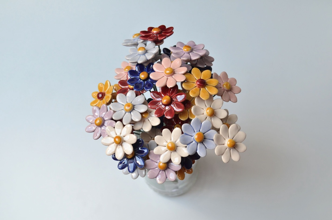 Margaretă din ceramică - casă & stil de viață - decorațiuni de casă - accesorii florale - buchete de flori - Artynos.ro