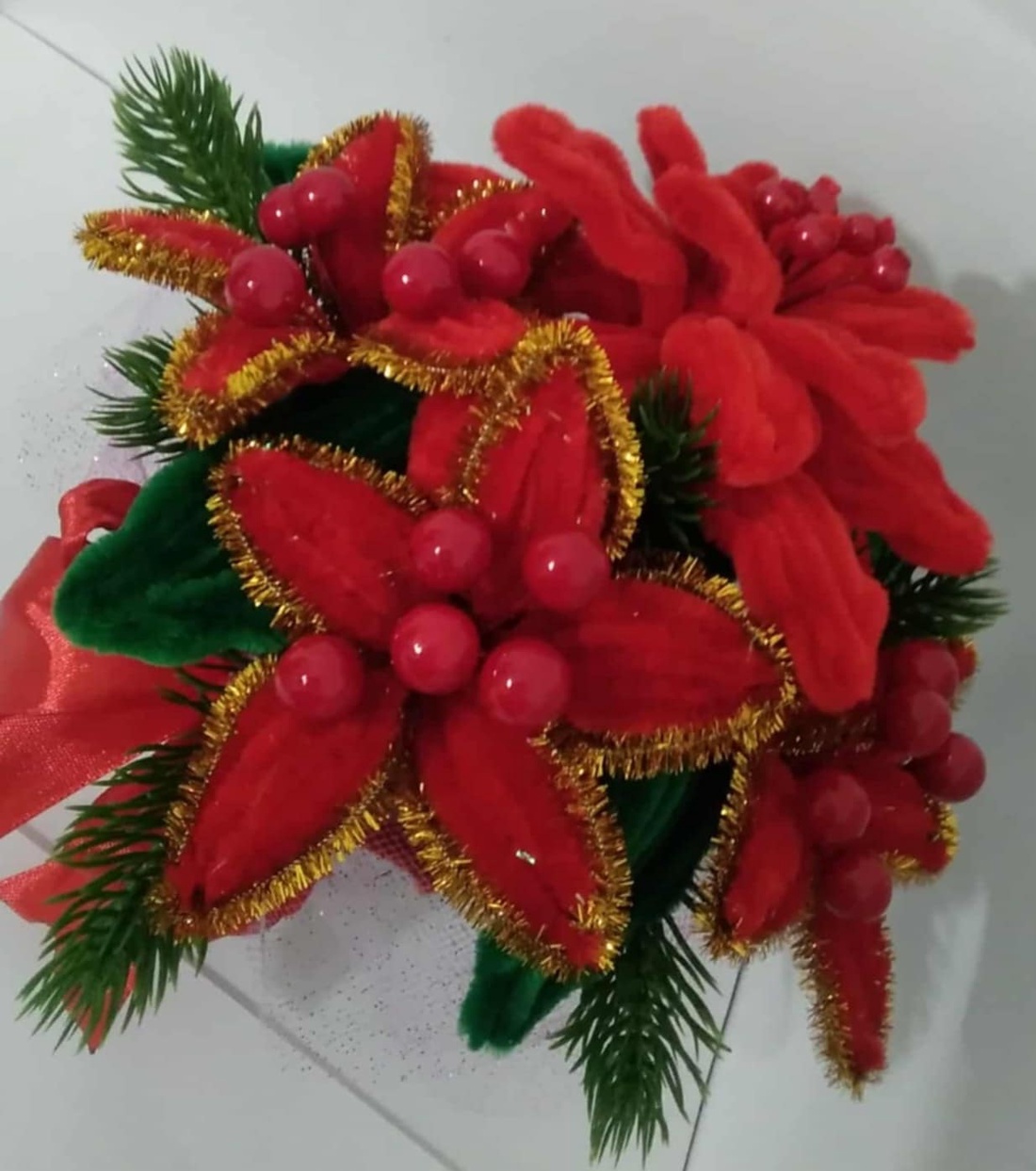 Craciunita din sarma plusata - crăciun - decorațiuni de crăciun de casă - decor pentru masă de crăciun - Artynos.ro