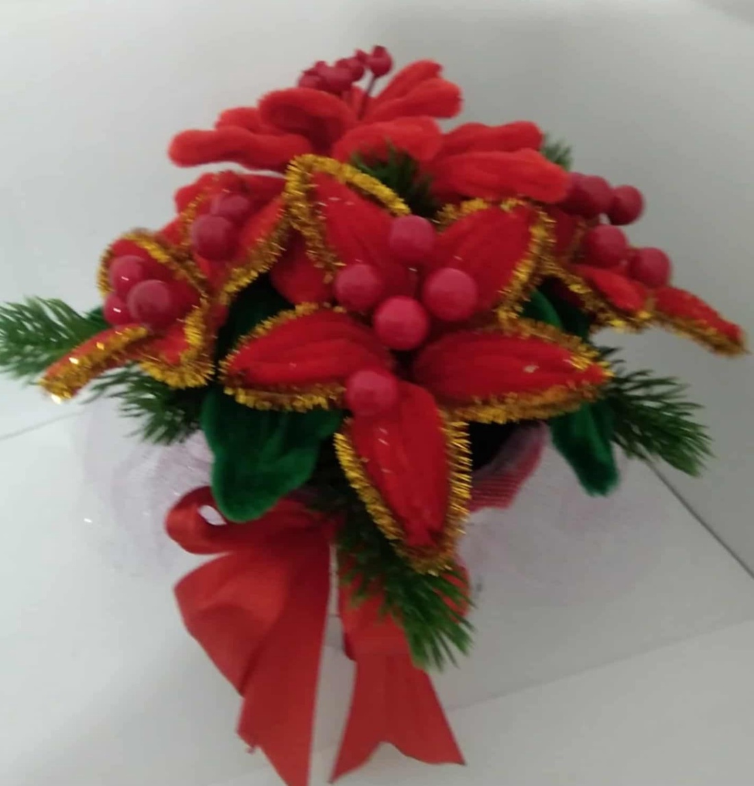 Craciunita din sarma plusata - crăciun - decorațiuni de crăciun de casă - decor pentru masă de crăciun - Artynos.ro