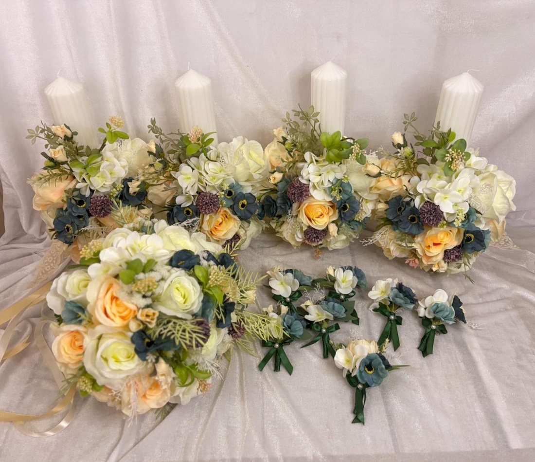 Set nuntă  - accesorii nuntă - buchet mireasă  - Artynos.ro