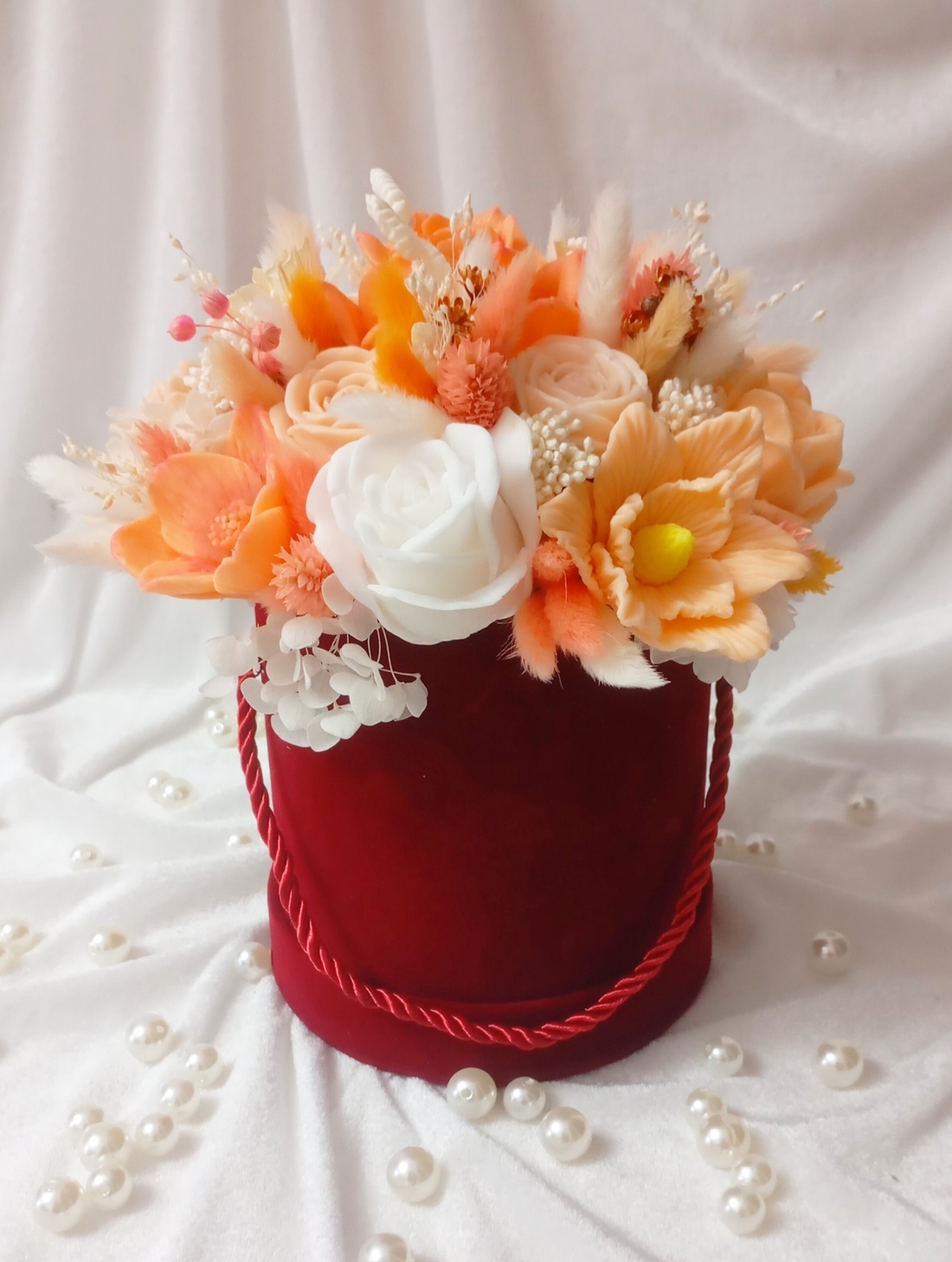 Cutii  din catifea cu flori de săpun  - casă & stil de viață - accesorii pentru decorat casa - suport de flori - cutii flori - Artynos.ro