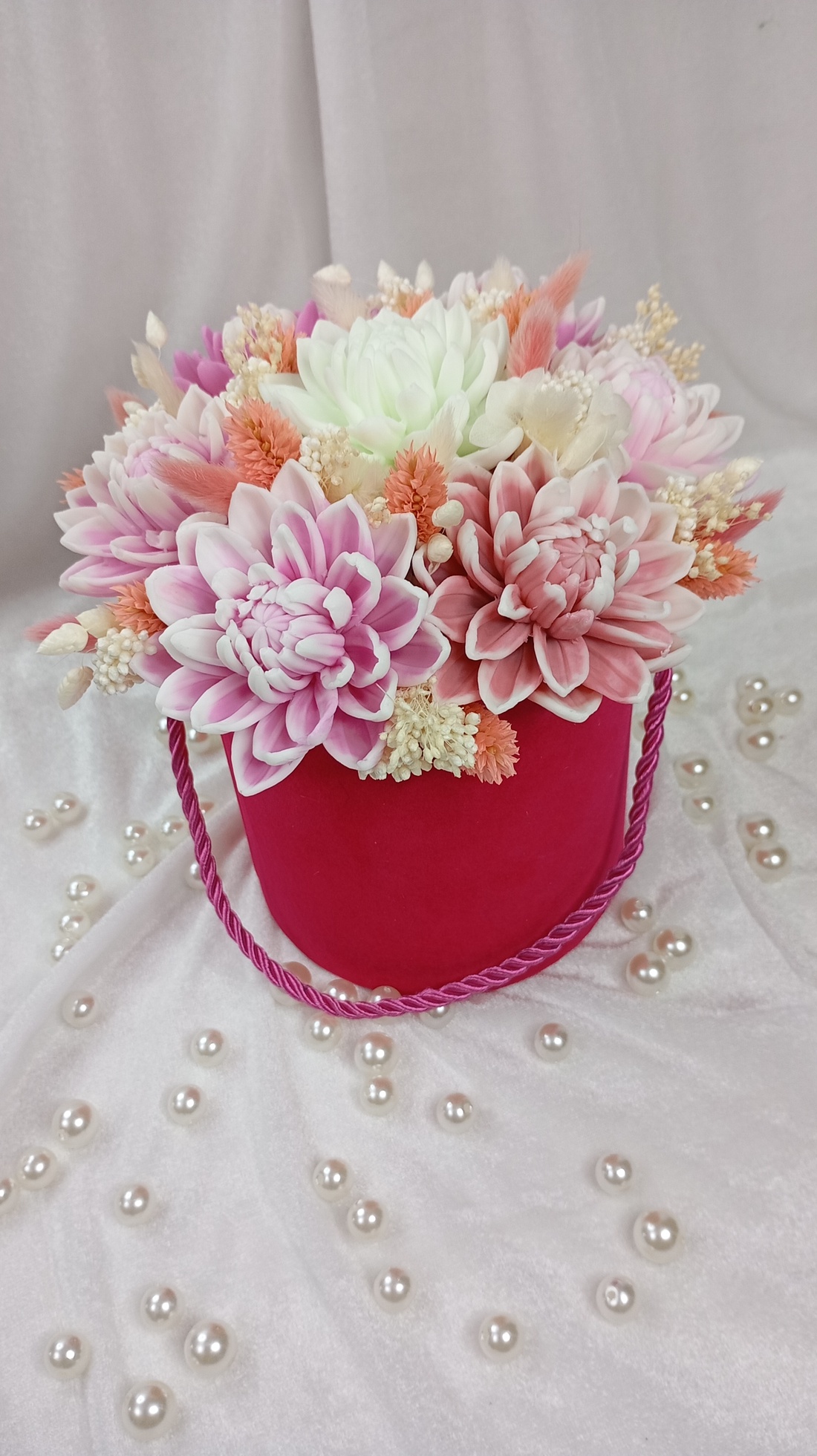 Cutii  din catifea cu flori de săpun  - casă & stil de viață - accesorii pentru decorat casa - suport de flori - cutii flori - Artynos.ro