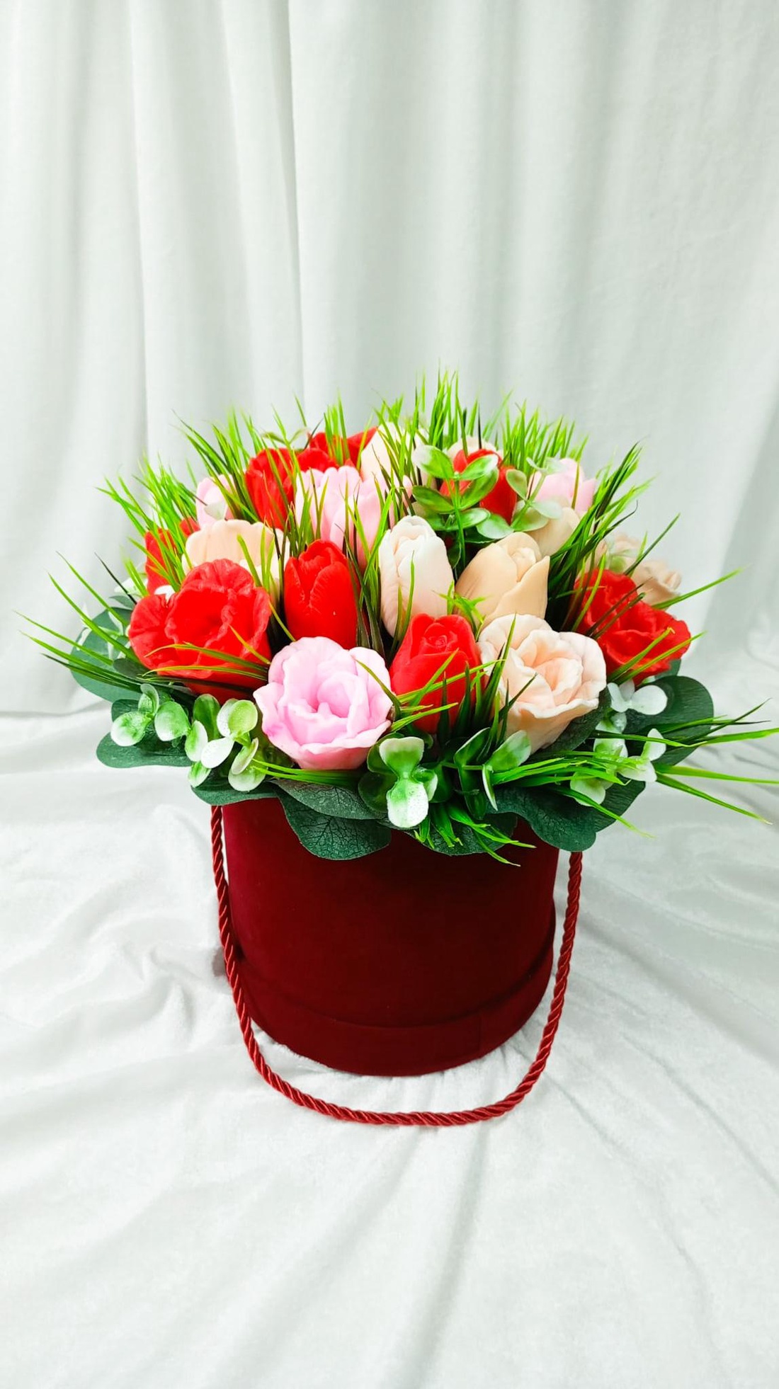 Cutii  din catifea cu flori de săpun  - casă & stil de viață - accesorii pentru decorat casa - suport de flori - cutii flori - Artynos.ro