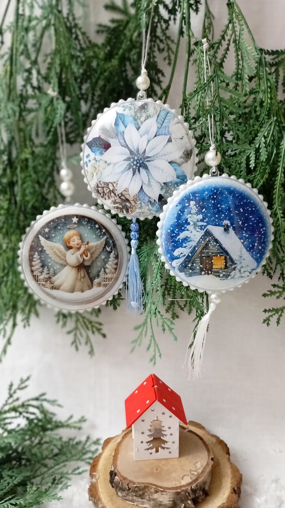 Globuri plate din plastic  - crăciun - decorațiuni de crăciun de casă - globuri de crăciun - Artynos.ro