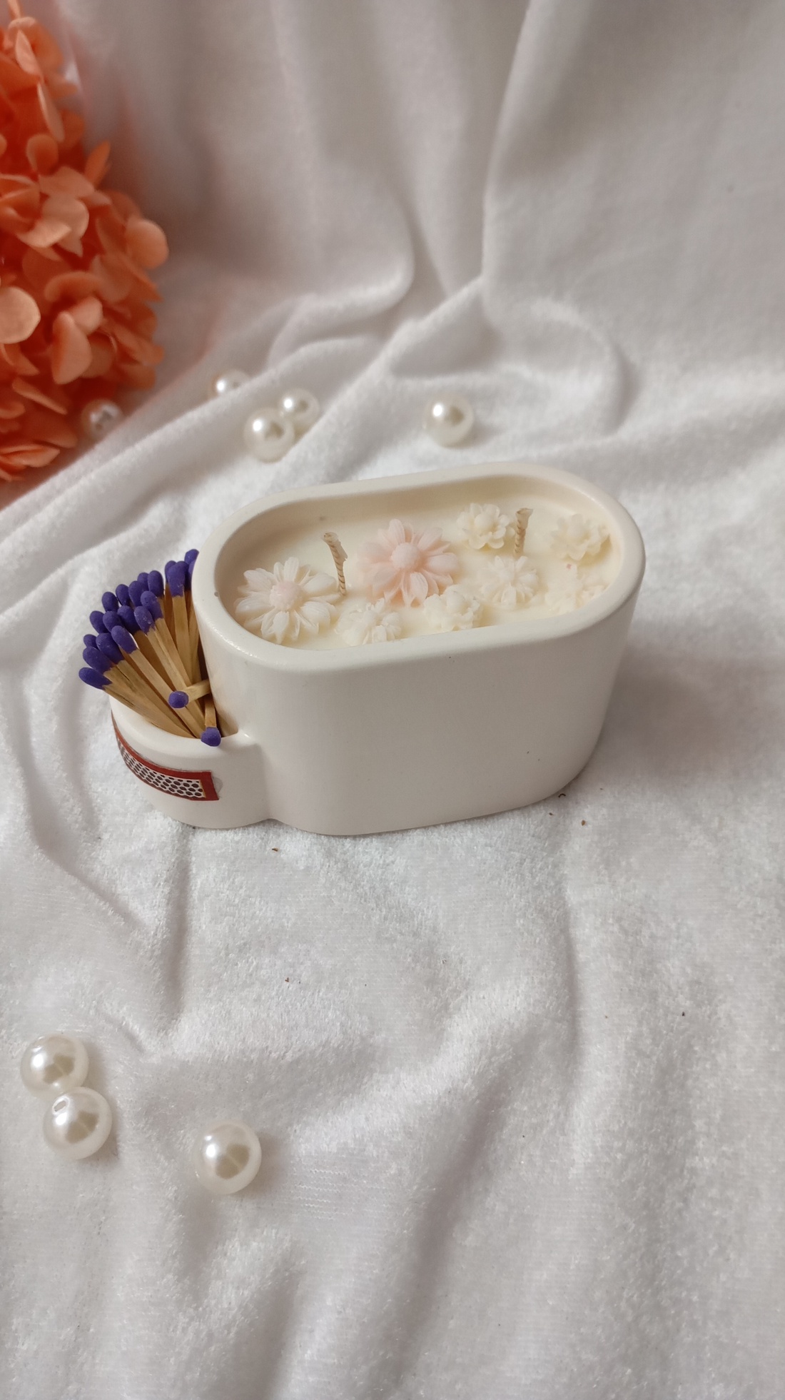 Bol ceramica cu ceara de soia și compartiment pentru chibrite  - casă & stil de viață - lumânări, parfumuri, arome - lumânări artizanale - Artynos.ro