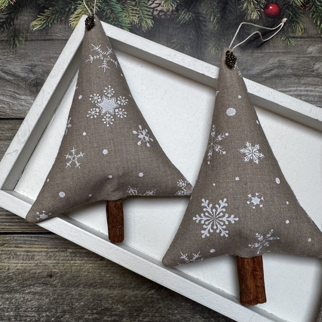 Ornament pom de Crăciun cu bețe de scorțișoară /set de 2/ - crăciun - decorațiuni de crăciun de casă - figurine pentru pomul de crăciun - Artynos.ro