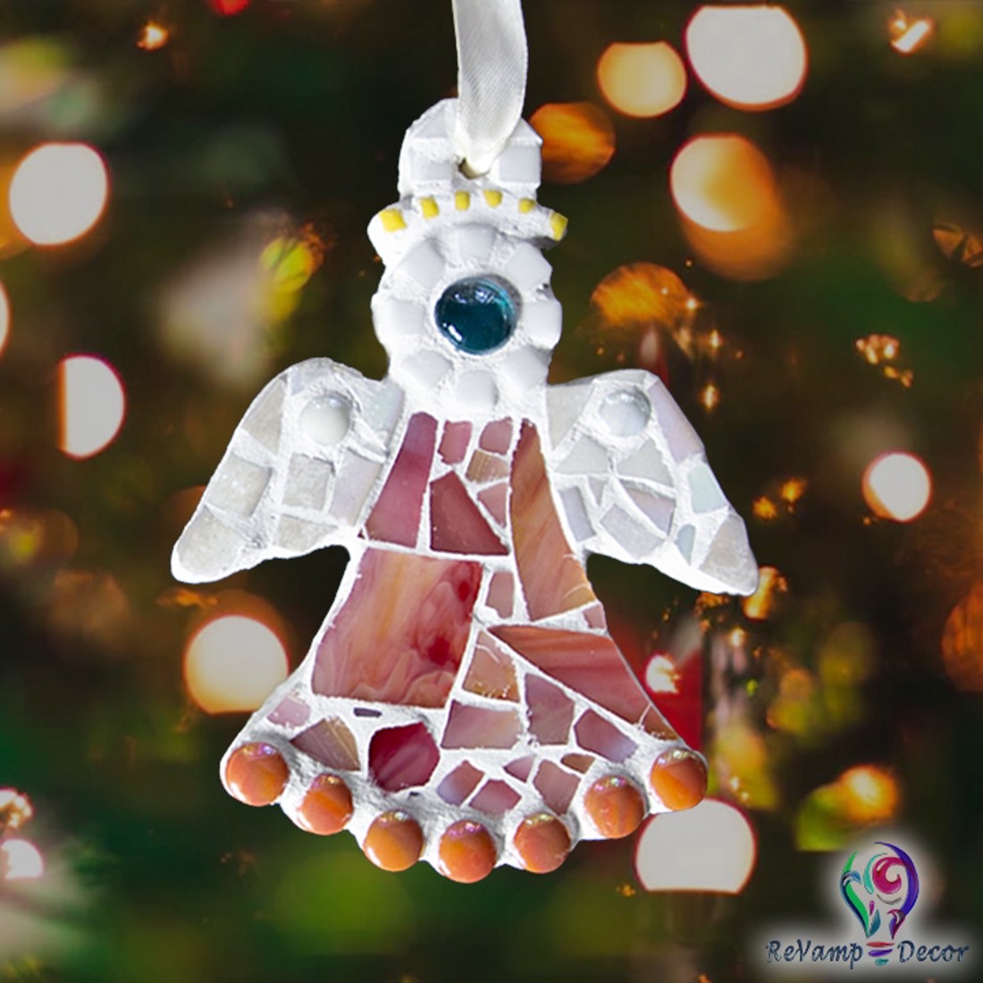 Mozaic din sticlă ornament pentru pomul de Crăciun Angel - - Artynos.ro Mozaic din sticlă ornament pentru pomul de Crăciun Angel - - Artynos.ro
