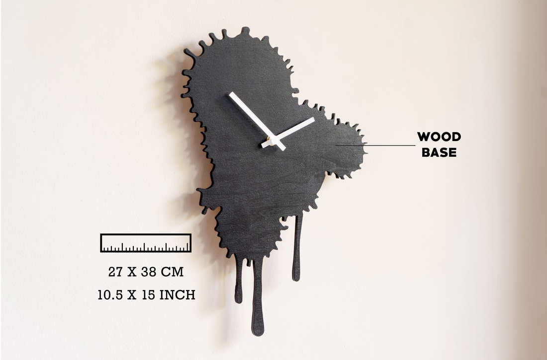 Ceas de perete din lemn cu efect de vopsea cursă - casă & stil de viață - decorațiuni de casă - decorațiuni de pereți - ceasuri de perete - Artynos.ro