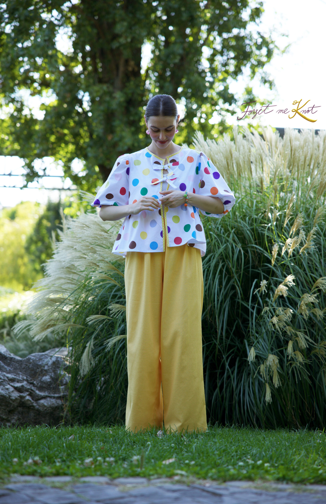 Pantaloni lungi galbeni din in cu elastic - Pantaloni damă - îmbrăcăminte și modă - haine damă - pantaloni damă - Artynos.ro