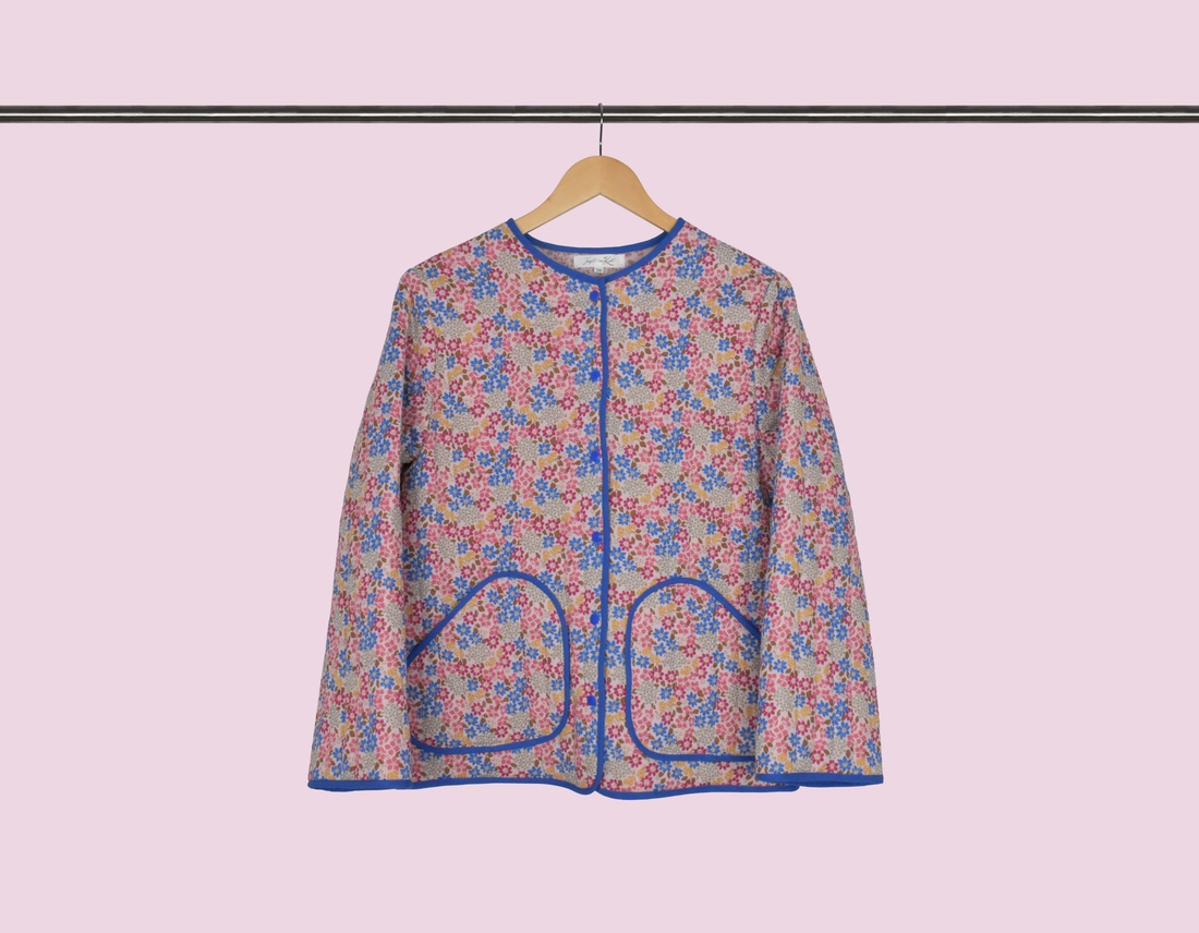 Geacă multicolor, roz matlasată cu flori, Mărimea 36, 38 - îmbrăcăminte și modă - haine damă - paltoane damă - Artynos.ro