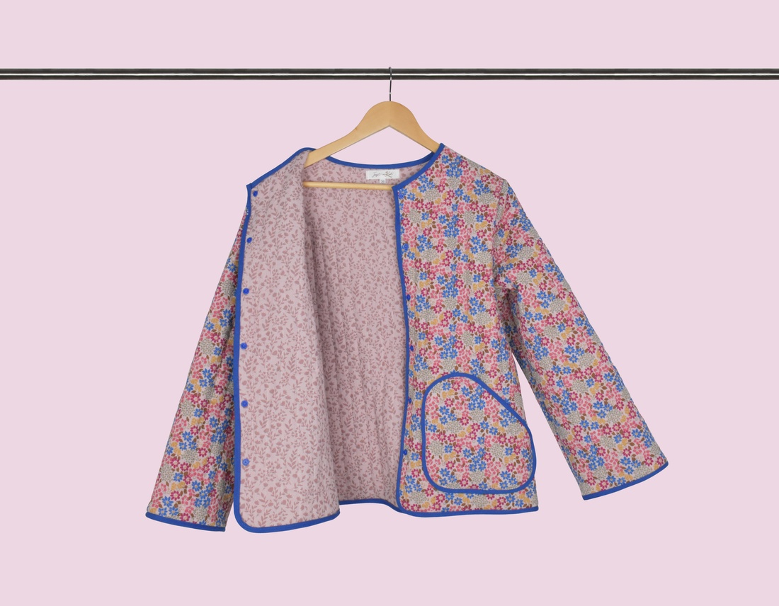 Geacă multicolor, roz matlasată cu flori, Mărimea 36, 38 - îmbrăcăminte și modă - haine damă - paltoane damă - Artynos.ro