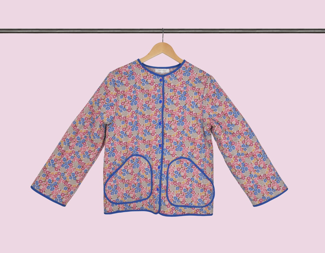 Geacă multicolor, roz matlasată cu flori, Mărimea 36, 38 - îmbrăcăminte și modă - haine damă - paltoane damă - Artynos.ro