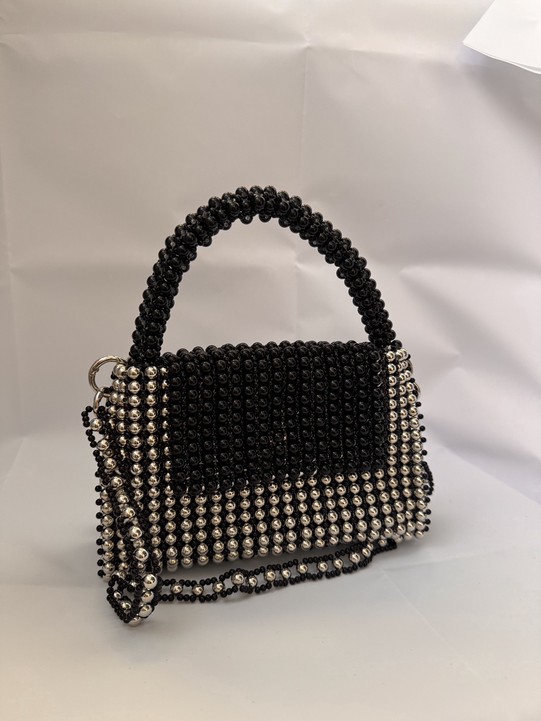 Geanta Margele Negru Argintiu - genți și portofele - genți de mână și umăr - geantă crossbody - Artynos.ro