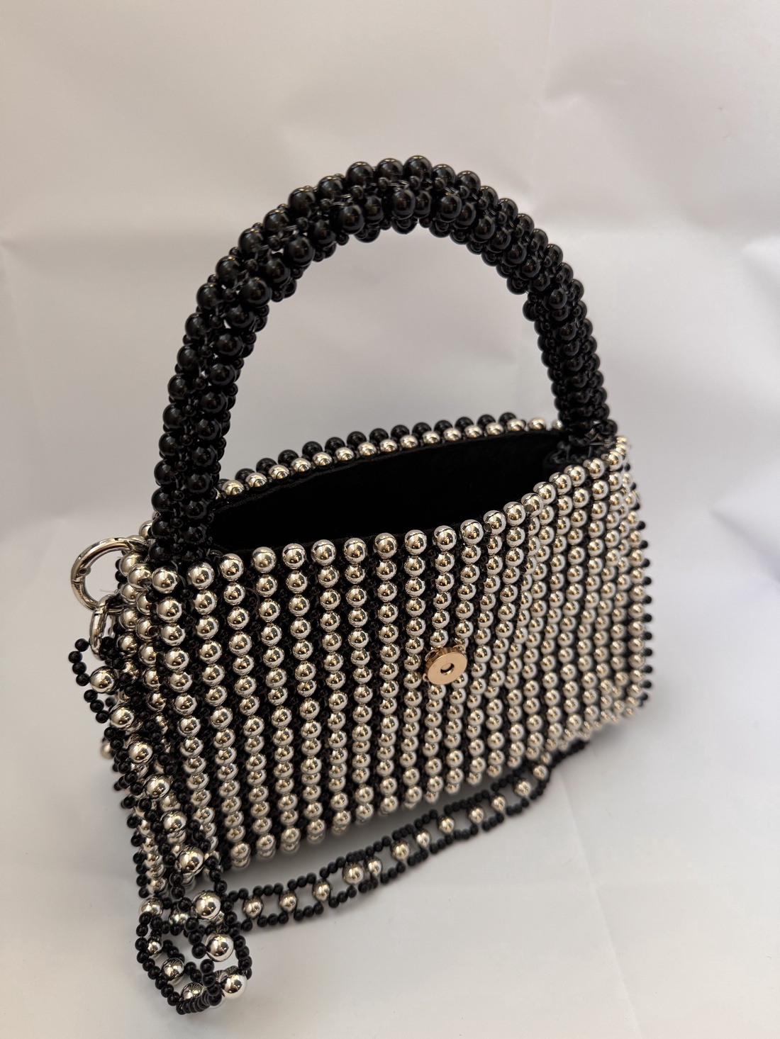 Geanta Margele Negru Argintiu - genți și portofele - genți de mână și umăr - geantă crossbody - Artynos.ro
