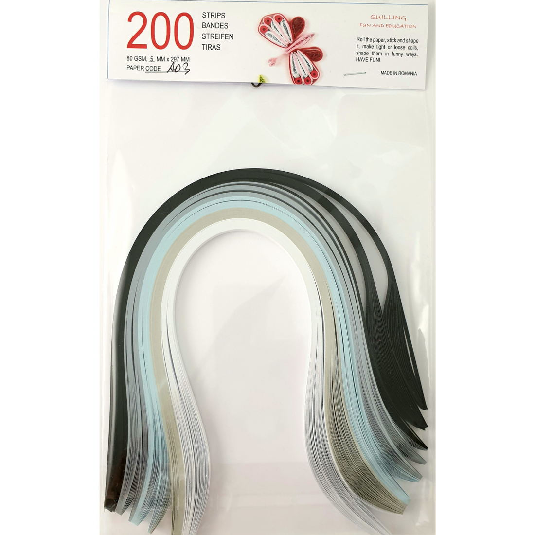 Hartie quilling 5 nuante 1 mm/3 mm/5 mm, pentru bijuterii, tablouri, decoratiuni Craciun, A03 - accessorii și unelte - hârtie - alte hârtii - Artynos.ro