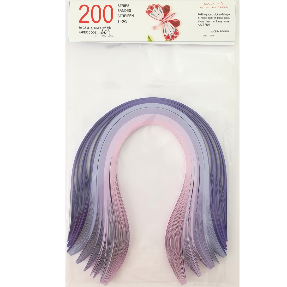 Hartie quilling mov 5 nuante 1 mm/3 mm/5 mm, pentru bijuterii, tablouri, decoratiuni Craciun, A04 - accessorii și unelte - hârtie - alte hârtii - Artynos.ro
