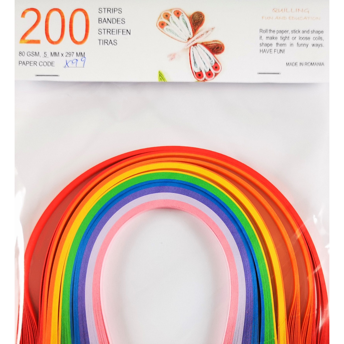 Hartie quilling curcubeu 8 culori 1 mm/3 mm/5 mm, pentru bijuterii, tablouri, decoratiuni Craciun, X99 - accessorii și unelte - hârtie - alte hârtii - Artynos.ro