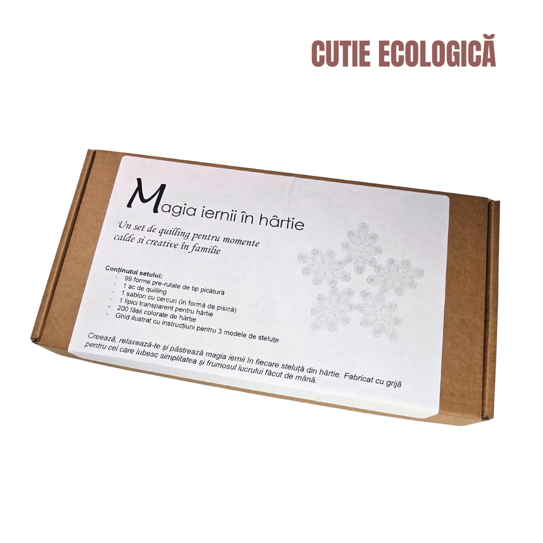Set creativ de quilling - Magia iernii în hârtie - activitate pentru copii și bunici - accesorii de crăciun - decorațiuni de crăciun de casă - decorațiuni pentru pomul de crăciun - Artynos.ro