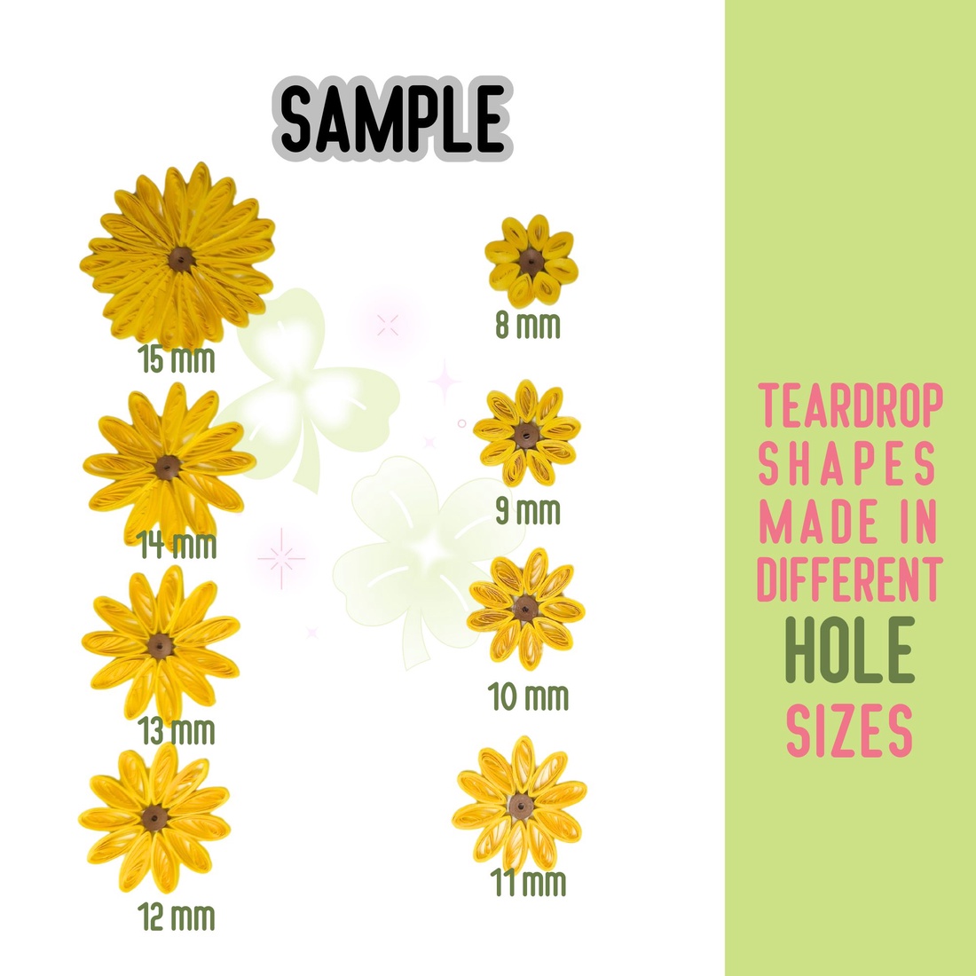 Sablon cu gauri pentru quilling sau pictură 8 marimi Trifoi Norocos Verde 20x19 cm - accessorii și unelte - diy (descrieri) - șablon, ghid - Artynos.ro