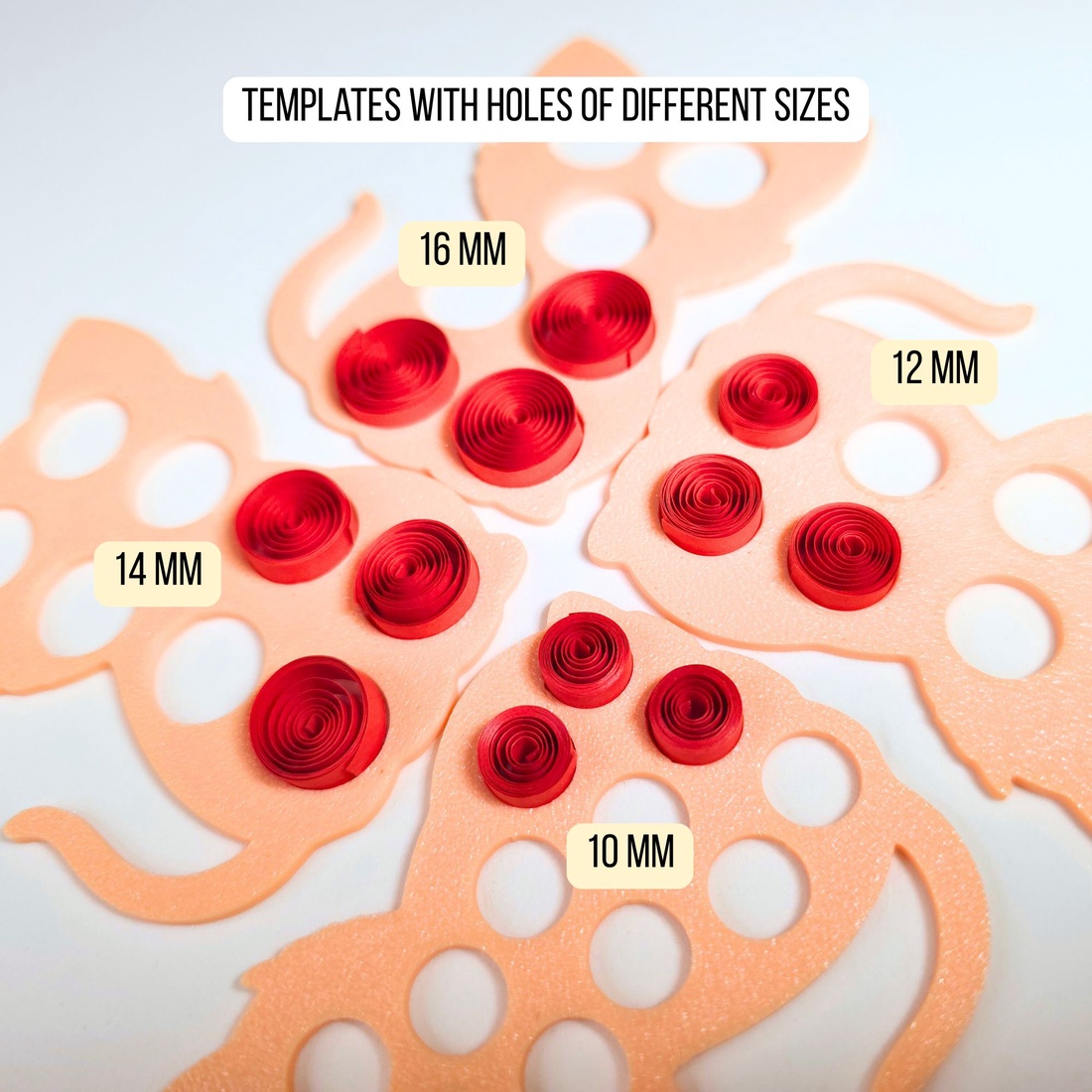Sablon cu gauri quilling sau desen - forma Pisica - dimensiuni variate - accessorii și unelte - diy (descrieri) - șablon, ghid - Artynos.ro