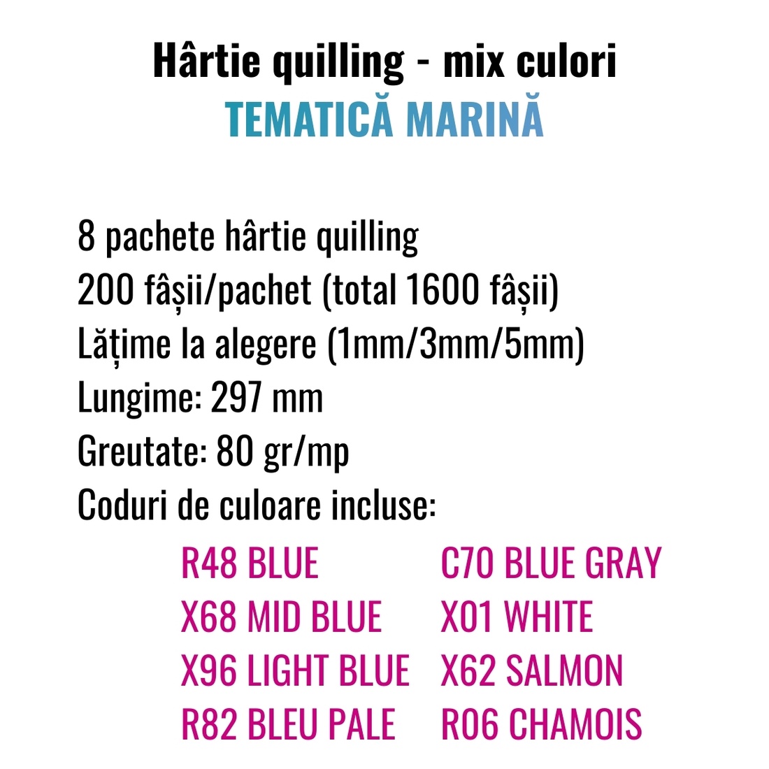 Mix hartie quilling albastra - 1 mm, 3 mm sau 5 mm - 8 pachete - benzi pentru peisaje marine, apa, rauri - accessorii și unelte - hârtie - alte hârtii - Artynos.ro