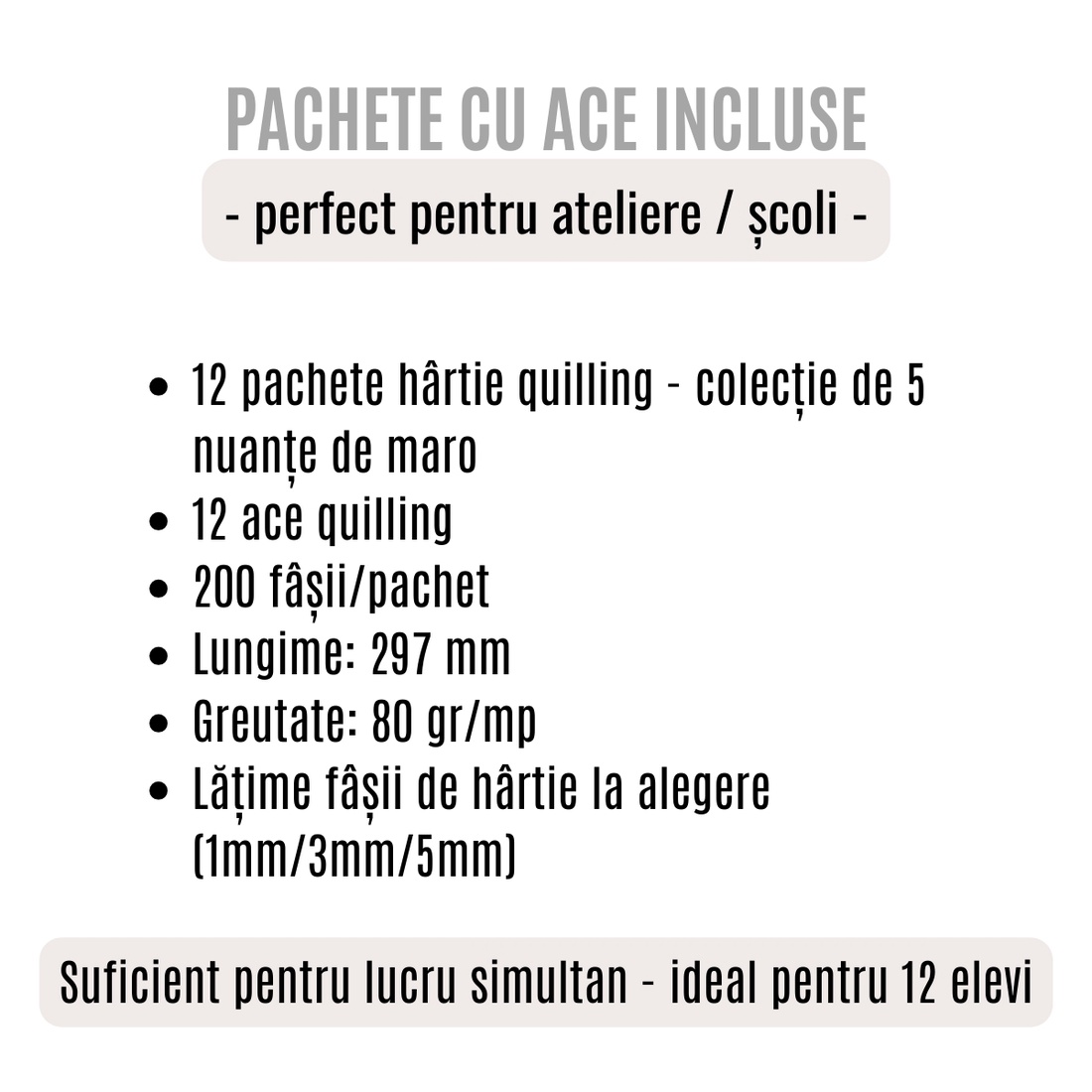 Pachet scoli cu ac inclus - hartie quilling colectie 5 nuante de maro -  latime 1 mm/3 mm/5 mm - pentru 12 elevi - accessorii și unelte - hârtie - alte hârtii - Artynos.ro