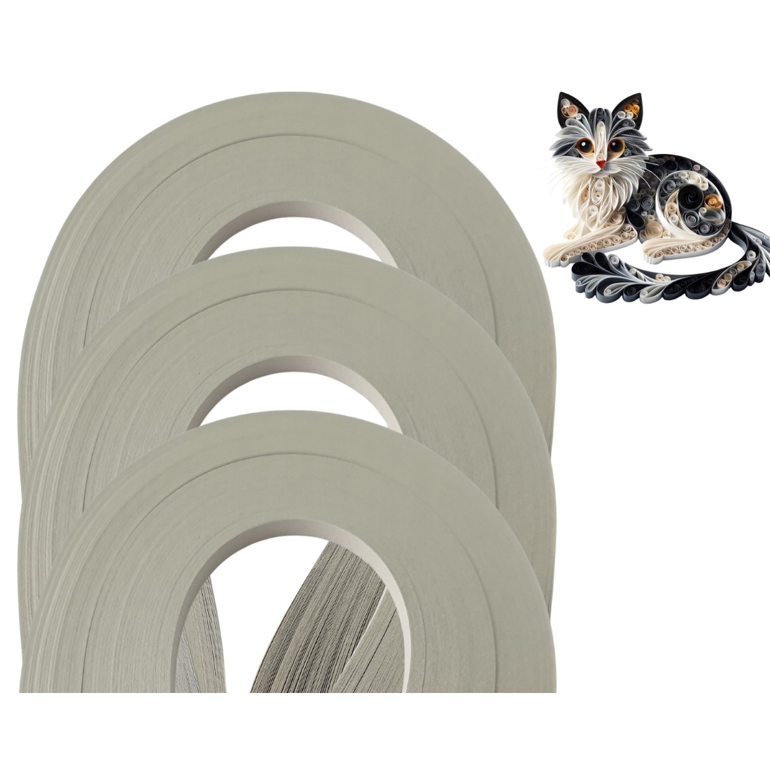 Hartie/carton quilling - Gri 1 mm/3 mm/5 mm, pentru bijuterii, tablouri, decoratiuni, R96/F109 - accessorii și unelte - hârtie - alte hârtii - Artynos.ro