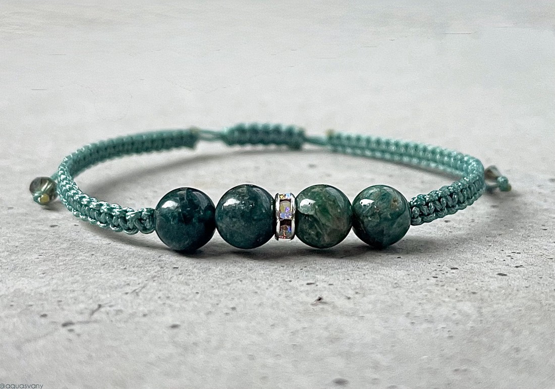 Brățară de apatită verde cu swarovski -  - Artynos.ro