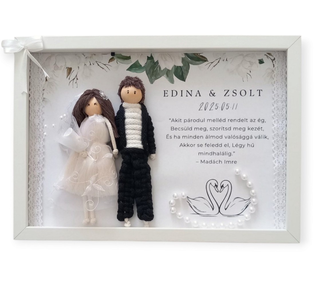 Cadou de nunta - Personalizabil macramé imagine 3D cu cuplu de logodnă -  - Artynos.ro