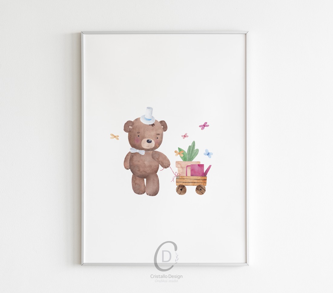 Imagine personalizată pentru camera copiilor, decorațiuni pentru camera copilului, set de artă de perete cu animale din pădure 3 buc -  - Artynos.ro