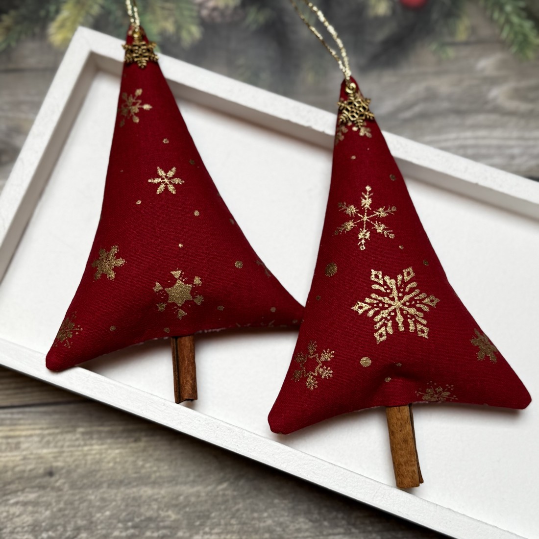 Ornament pom de Crăciun cu bețe de scorțișoară /set de 2/ - crăciun - decorațiuni de crăciun de casă - figurine pentru pomul de crăciun - Artynos.ro