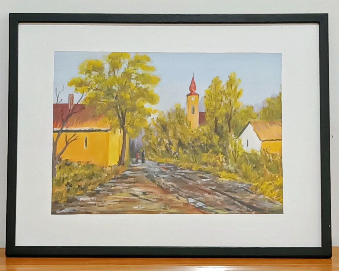 Detaliu dintr-o stradă de sat - arte vizuale și accesorii  - picturi - pictură acrilică - Artynos.ro