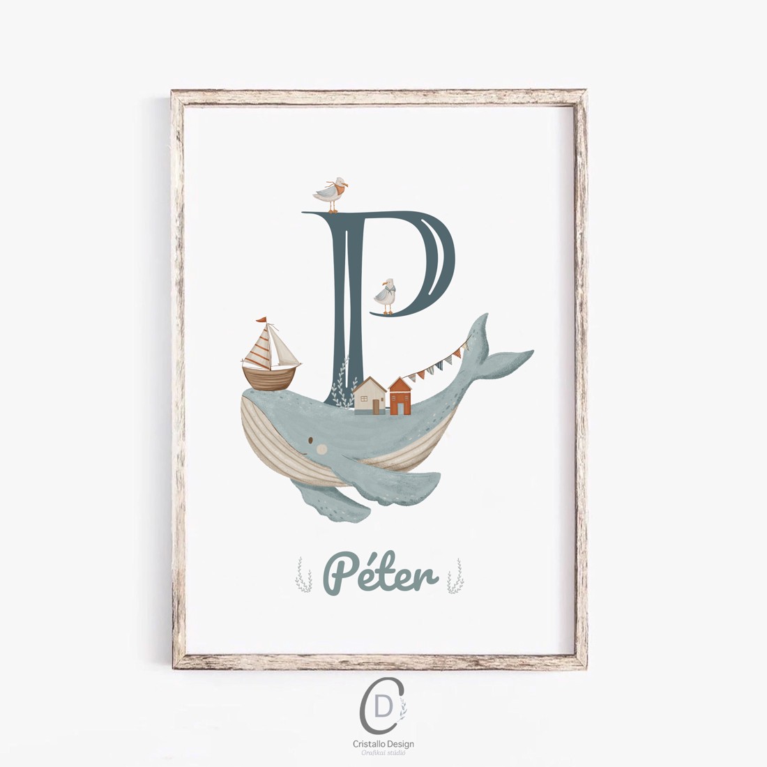 Monogramă artă de perete, decorare cu litere pentru camera copilului, cadou de botez -  - Artynos.ro