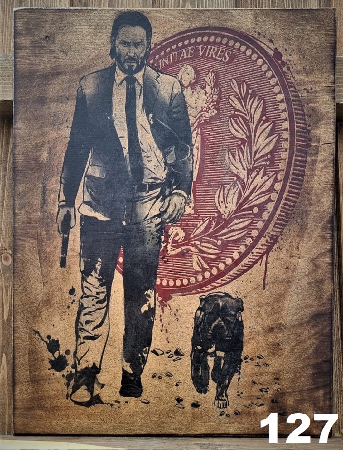 Poza din lemn John Wick - casă & stil de viață - accesorii pentru decorat casa - picturi murale - artă de perete din lemn - Artynos.ro