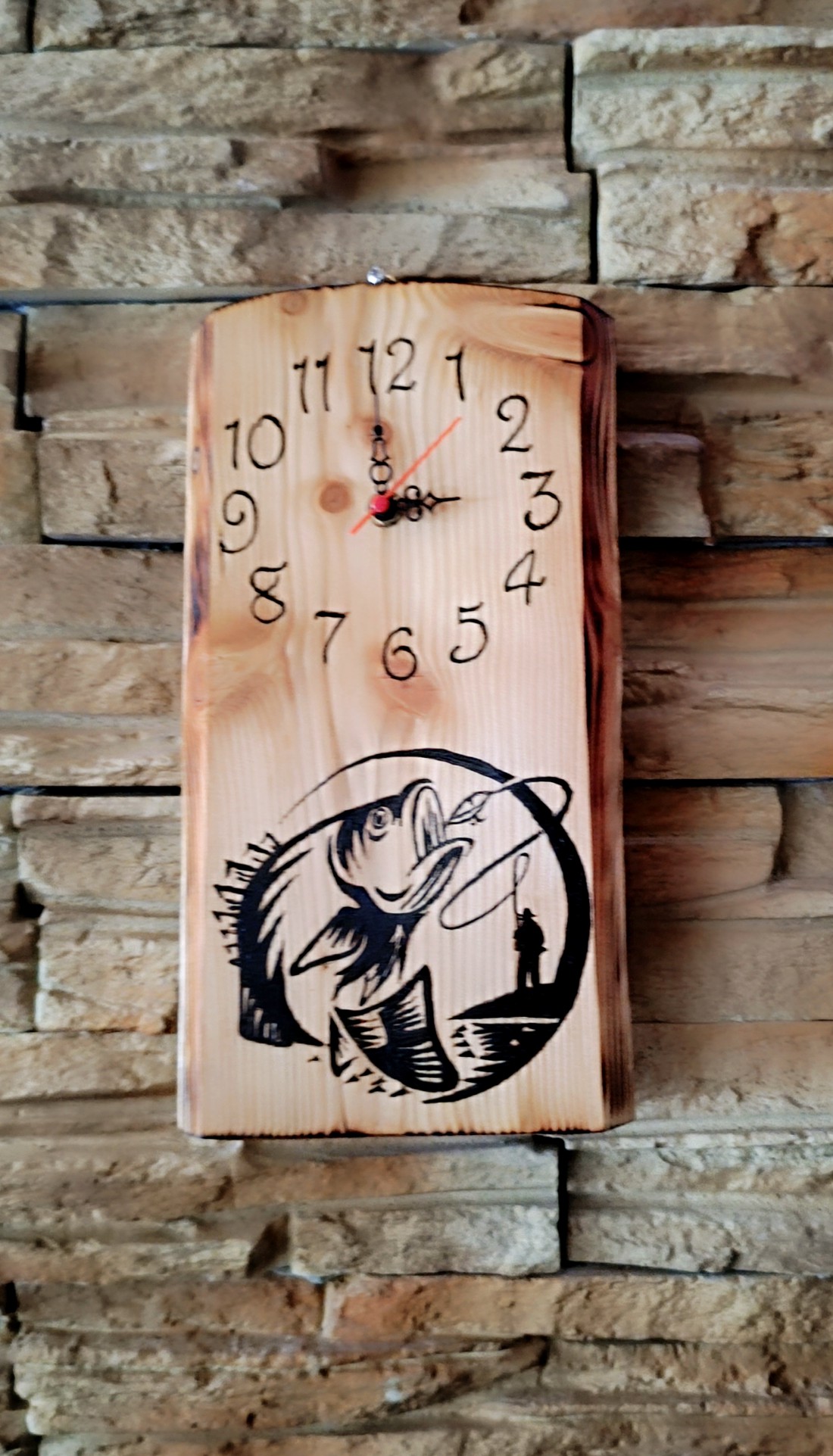 Ceas de perete din lemn pentru pescari  - casă & stil de viață - decorațiuni de casă - decorațiuni de pereți - ceasuri de perete - Artynos.ro