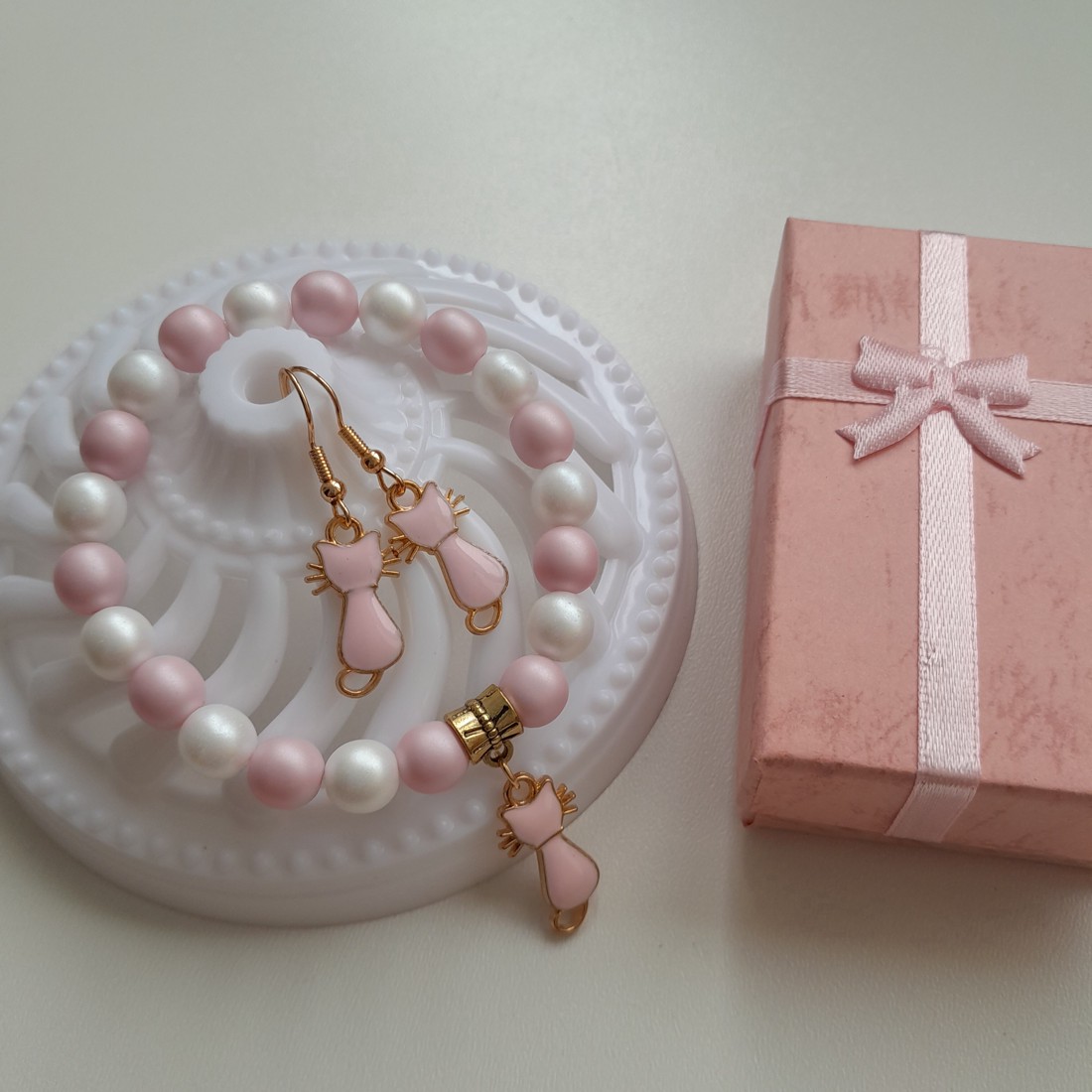 Set de bijuterii Kitten - brățară, cercei -  - Artynos.ro
