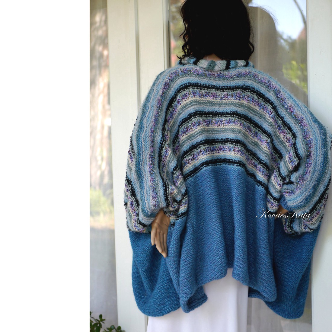 ALPAKA COAT, CARDIGAN - palton exclusiv tricotat manual: AGORA /Peacock XXL - îmbrăcăminte și modă - haine damă - hanorace, cardigane - Artynos.ro