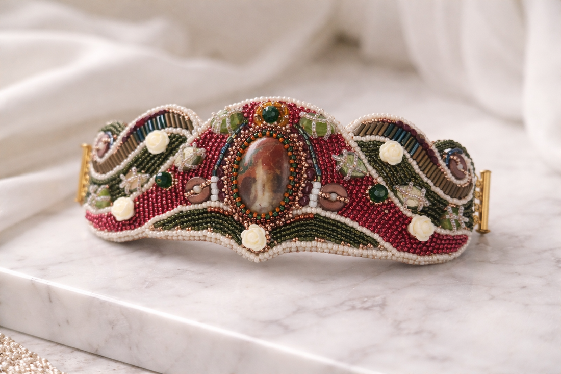 Bratara statement Pomegranate - bijuterii - brățări - brățări din mărgele - Artynos.ro