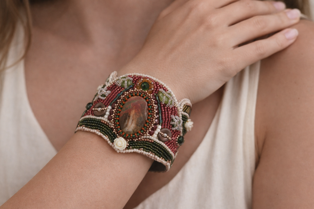 Bratara statement Pomegranate - bijuterii - brățări - brățări din mărgele - Artynos.ro