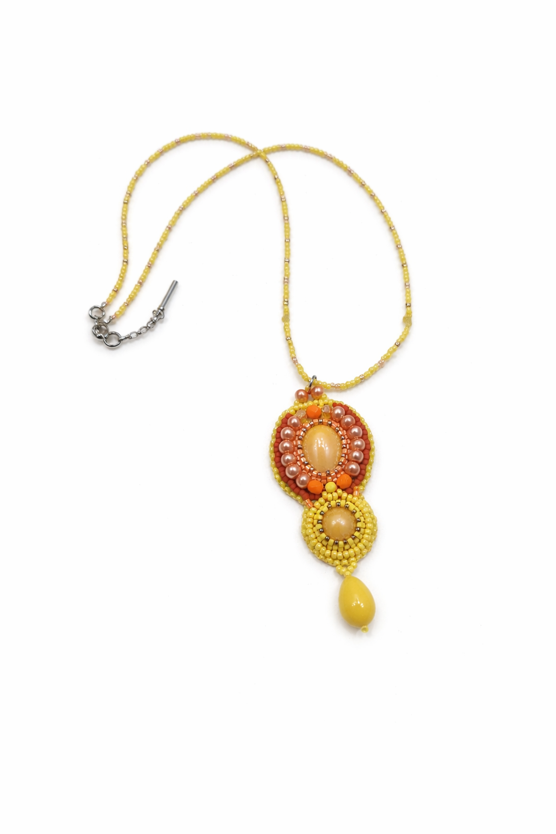 Colier handmade colorat portocaliu galben - bijuterii - coliere - coliere din mărgele - Artynos.ro