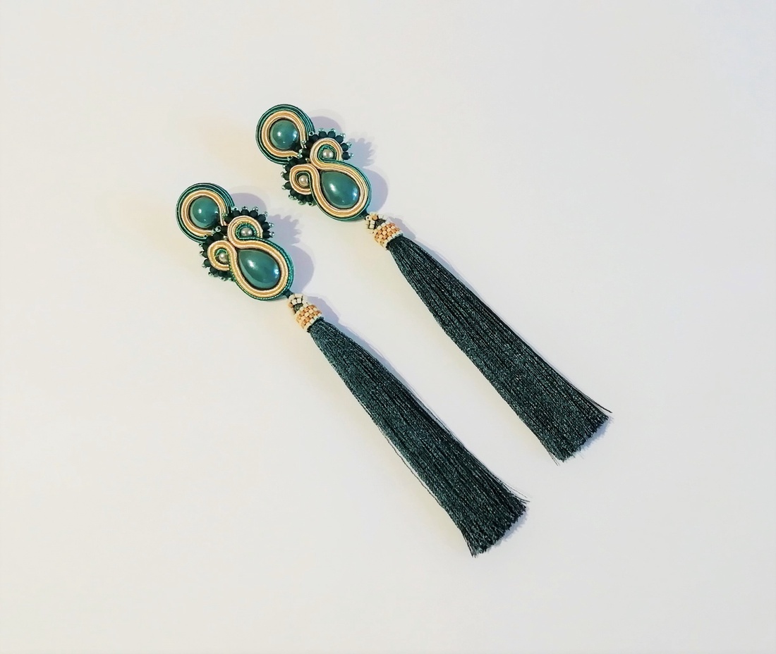 Cercei soutache lungi - bijuterii - cercei - cercei lungi - Artynos.ro