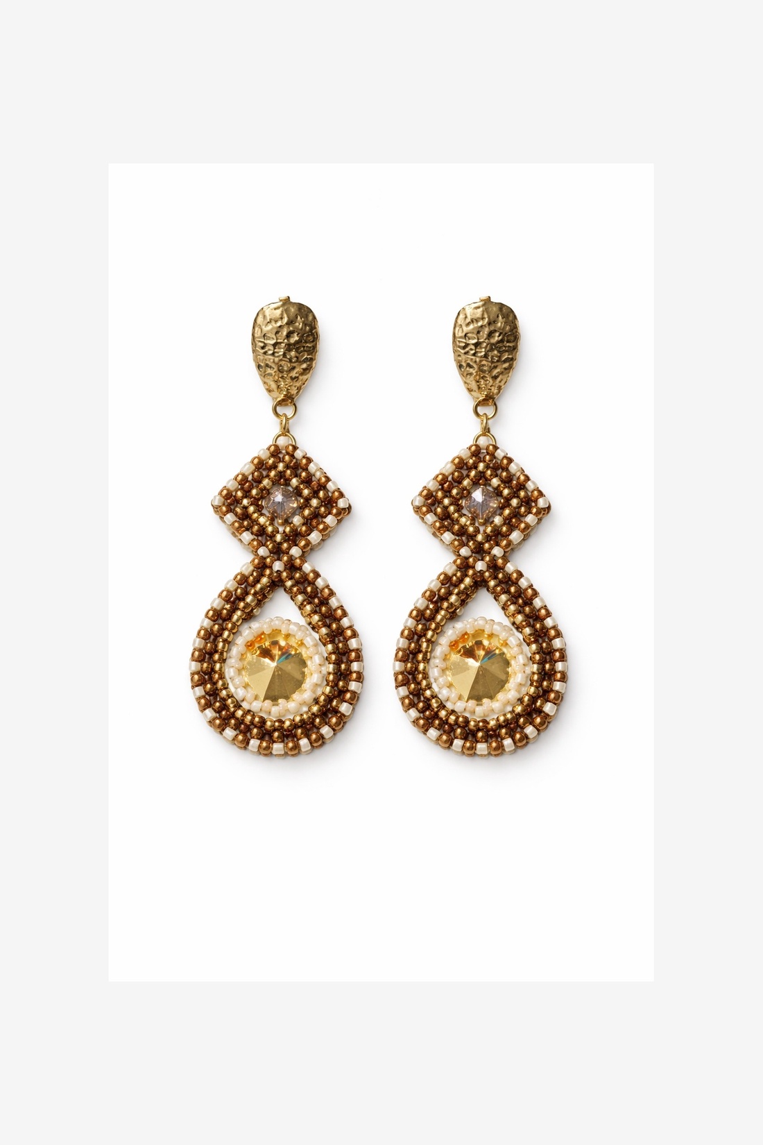 Cercei eleganti bronz-auriu - bijuterii - cercei - cercei din mărgele - Artynos.ro