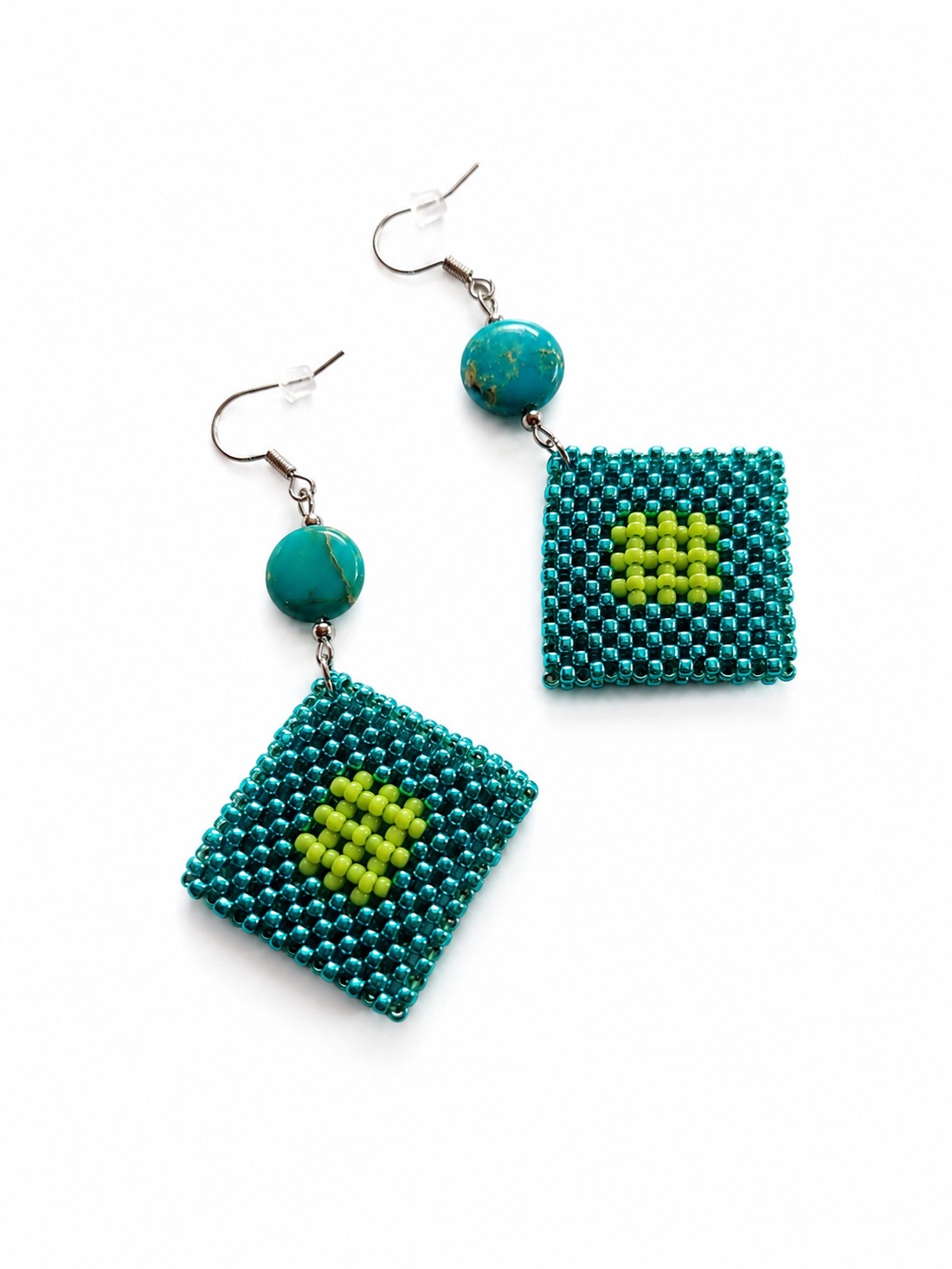 Cercei handmade turcoaz cu pietre de jasp- Artynos.ro