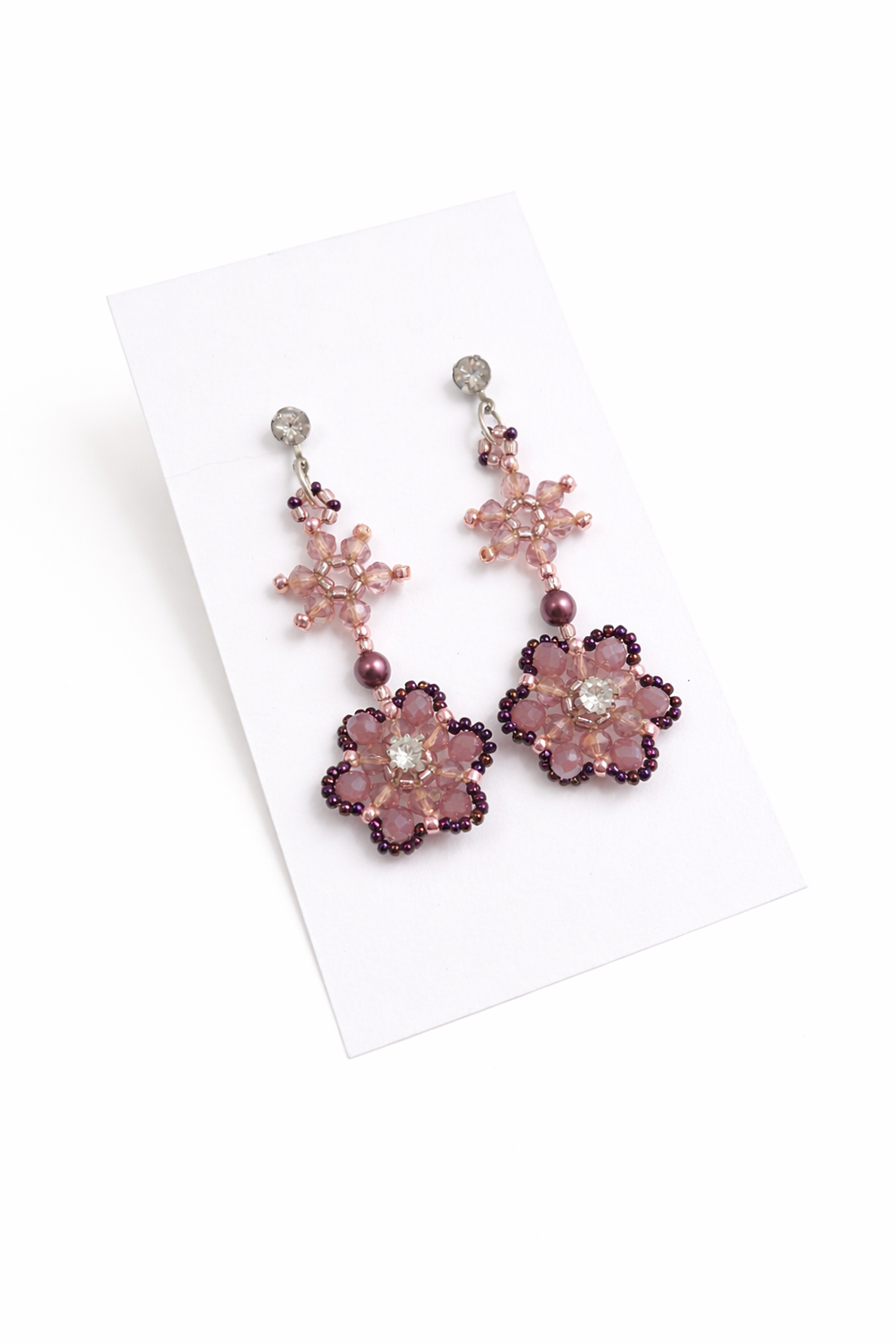 Set brățară si cercei mov ametist cu perle Swarovski - bijuterii - seturi de bijuterii - Artynos.ro