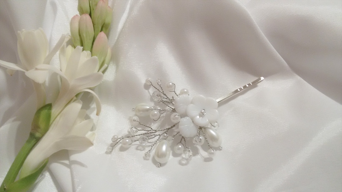 Agrafa de par pentru mirese - accesorii nuntă - ornamente de păr de nuntă - ornamente de păr mireasă - Artynos.ro