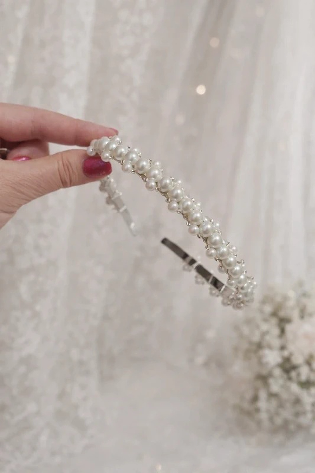Bentiță cu perle pentru mirese - accesorii nuntă - ornamente de păr de nuntă - bentițe de nuntă - Artynos.ro