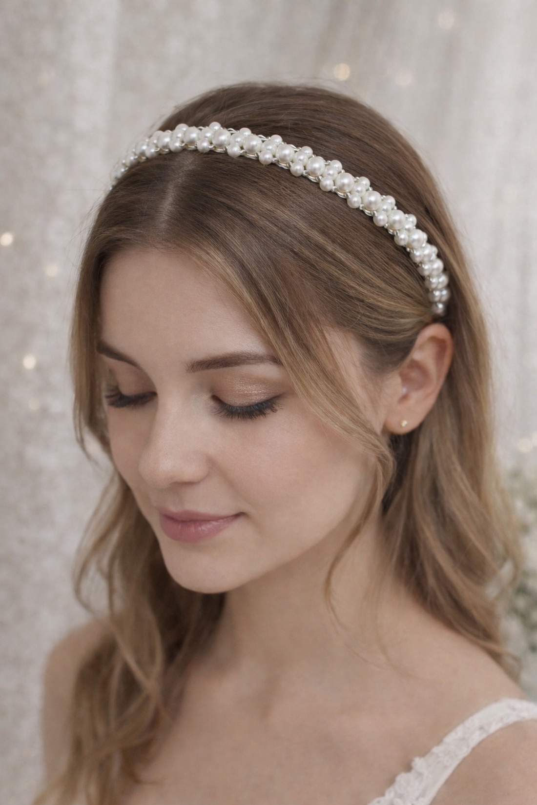 Bentiță cu perle pentru mirese - accesorii nuntă - ornamente de păr de nuntă - bentițe de nuntă - Artynos.ro