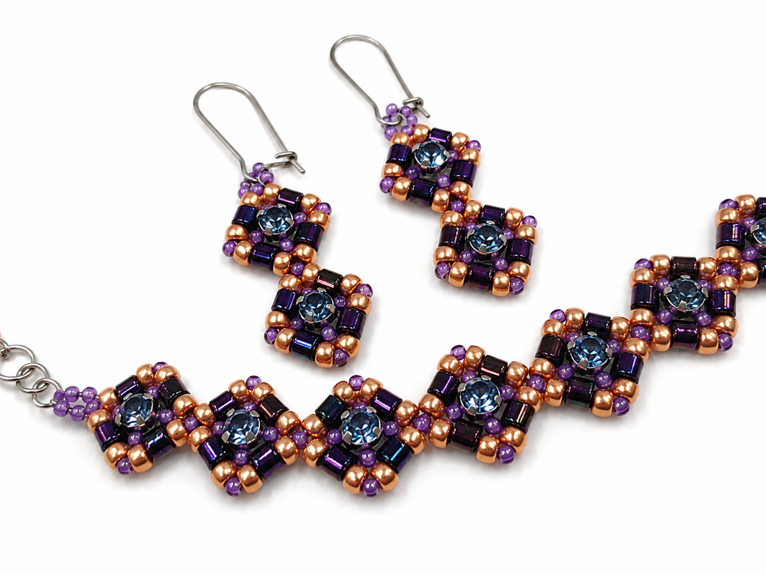 Set handmade Brățară și cercei cu cristale Swarovski - bijuterii - seturi de bijuterii - Artynos.ro
