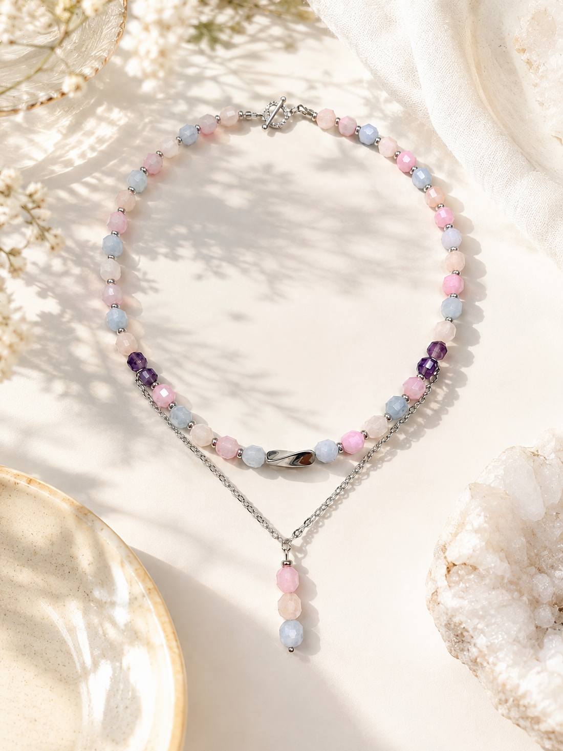 Colier cu cuarț mix - bijuterii - coliere - coliere din pietre semiprețioase - Artynos.ro