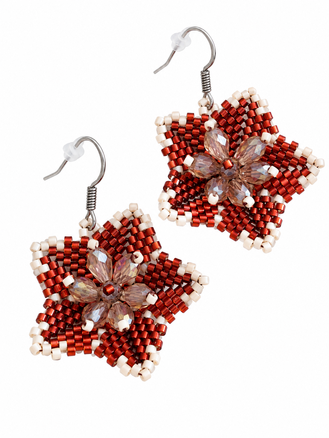 Cercei handmade Flori de catifea - bijuterii - cercei - cercei din mărgele - Artynos.ro